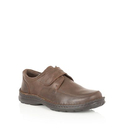 Brown leather 'Canley' rip tape shoes